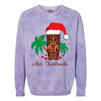 Mele Kalikimaka Merry Christmas Hawaiian Tiki Colorblast Crewneck Sweatshirt