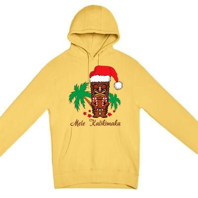 Mele Kalikimaka Merry Christmas Hawaiian Tiki Premium Pullover Hoodie