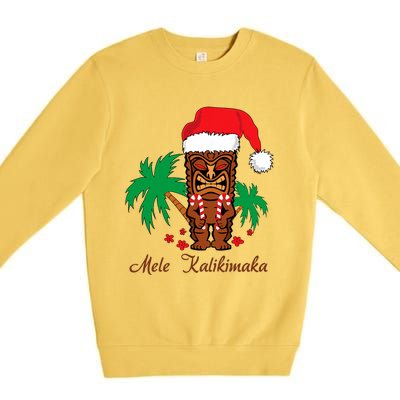 Mele Kalikimaka Merry Christmas Hawaiian Tiki Premium Crewneck Sweatshirt