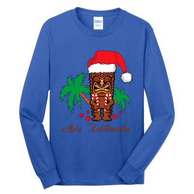 Mele Kalikimaka Merry Christmas Hawaiian Tiki Tall Long Sleeve T-Shirt