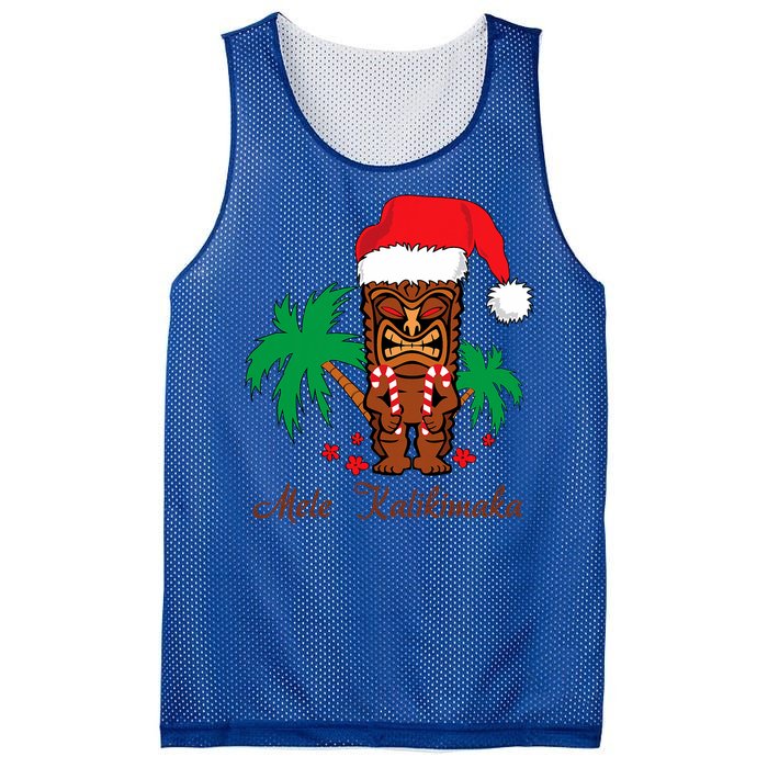 Mele Kalikimaka Merry Christmas Hawaiian Tiki Mesh Reversible Basketball Jersey Tank