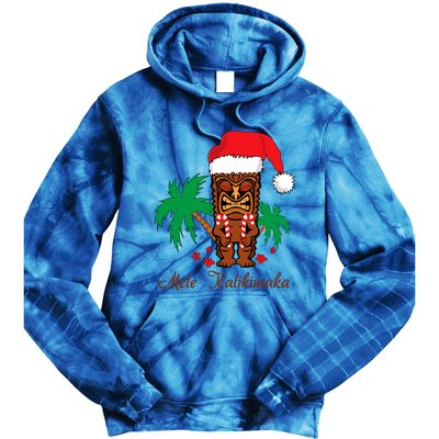 Mele Kalikimaka Merry Christmas Hawaiian Tiki Tie Dye Hoodie