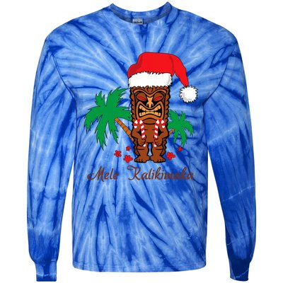 Mele Kalikimaka Merry Christmas Hawaiian Tiki Tie-Dye Long Sleeve Shirt