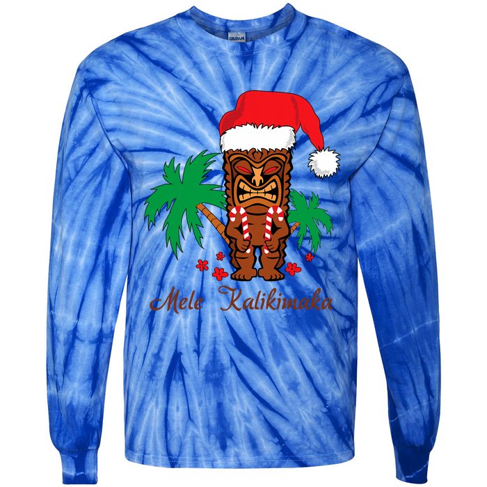 Mele Kalikimaka Merry Christmas Hawaiian Tiki Tie-Dye Long Sleeve Shirt