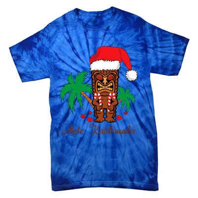 Mele Kalikimaka Merry Christmas Hawaiian Tiki Tie-Dye T-Shirt