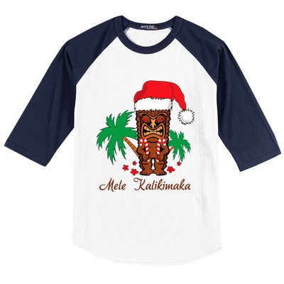 Mele Kalikimaka Merry Christmas Hawaiian Tiki Baseball Sleeve Shirt