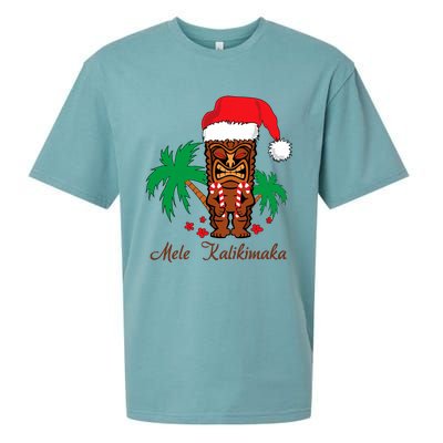 Mele Kalikimaka Merry Christmas Hawaiian Tiki Sueded Cloud Jersey T-Shirt