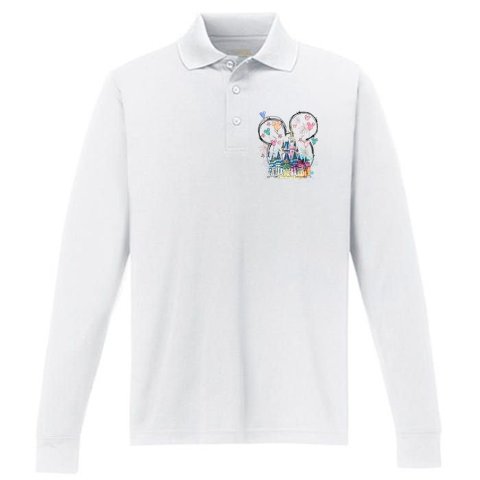 Magical Kingdom Mouse Ear Castle Performance Long Sleeve Polo