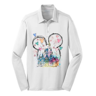 Magical Kingdom Mouse Ear Castle Silk Touch Performance Long Sleeve Polo