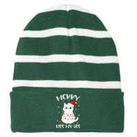 Merry K.iss My Ass Christmas Theme Cat Lovers Gifts for Cat  Striped Beanie with Solid Band