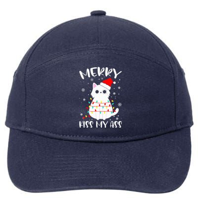 Merry K.iss My Ass Christmas Theme Cat Lovers Gifts for Cat  7-Panel Snapback Hat