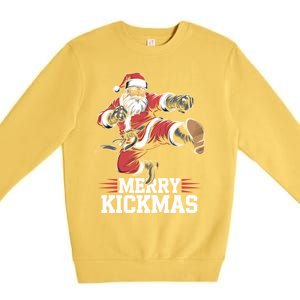 Merry Kickmas Martial Artist Martial Arts Taekwondo Tkd Gift Premium Crewneck Sweatshirt