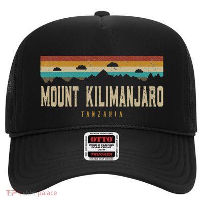 Mount Kilimanjaro Mountains Tanzania Hiking Outdoors Retro High Crown Mesh Back Trucker Hat