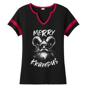 Merry Krampus Mythical Christmas Horror Gift Ladies Halftime Notch Neck Tee