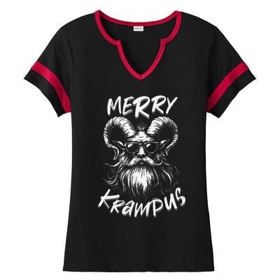 Merry Krampus Mythical Christmas Horror Gift Ladies Halftime Notch Neck Tee