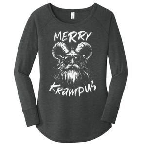 Merry Krampus Mythical Christmas Horror Gift Women's Perfect Tri Tunic Long Sleeve Shirt