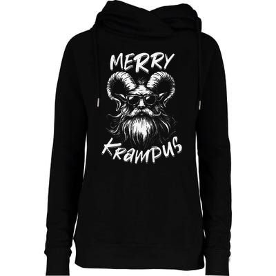 Merry Krampus Mythical Christmas Horror Gift Womens Funnel Neck Pullover Hood