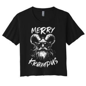 Merry Krampus Mythical Christmas Horror Gift Women's Crop Top Tee