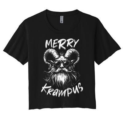 Merry Krampus Mythical Christmas Horror Gift Women's Crop Top Tee