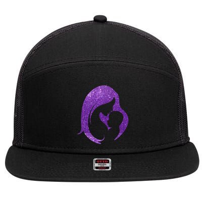 Mother Kissing Newborn Baby Cute Gift 7 Panel Mesh Trucker Snapback Hat