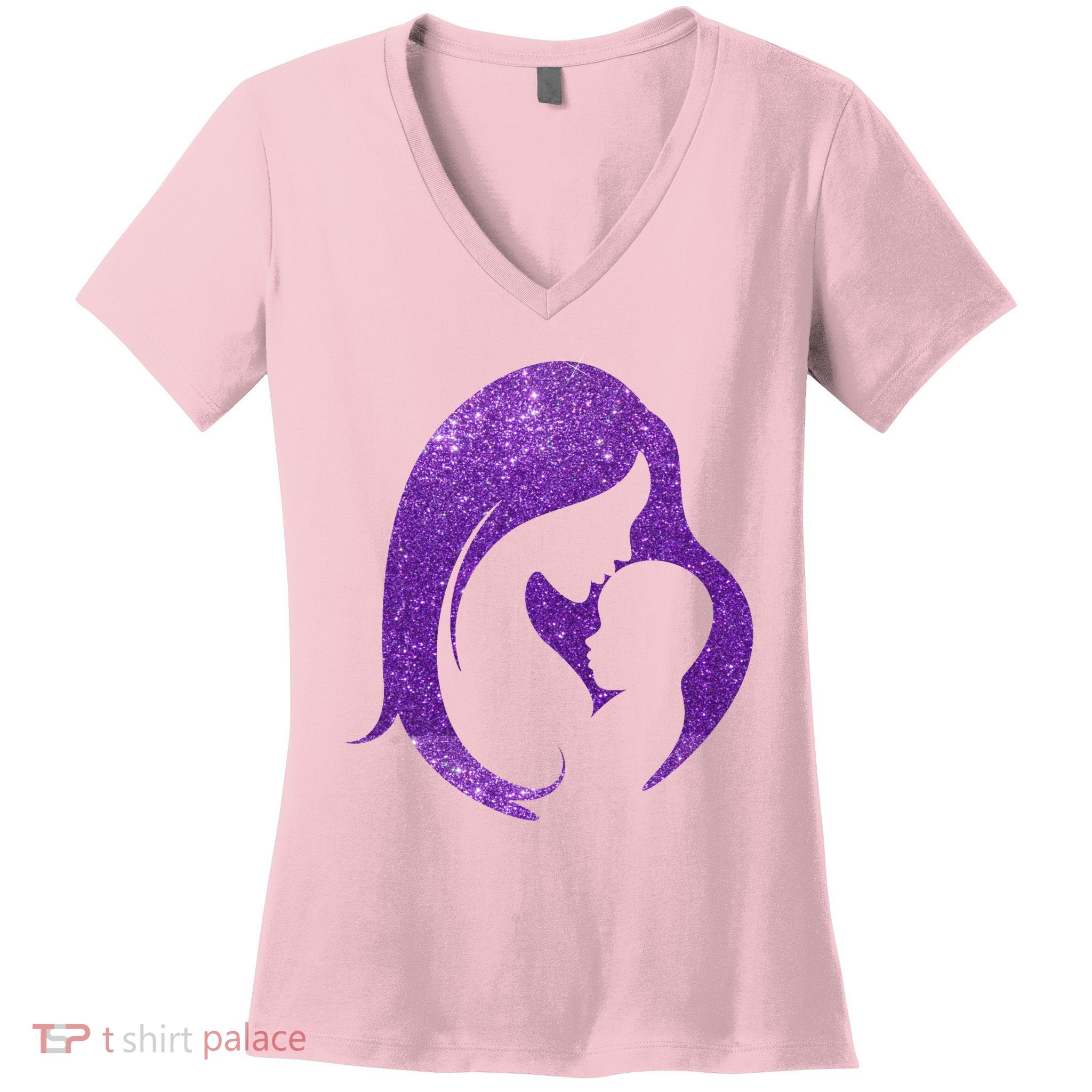 Mother Kissing Newborn Baby Cute Gift Women's V-Neck T-Shirt