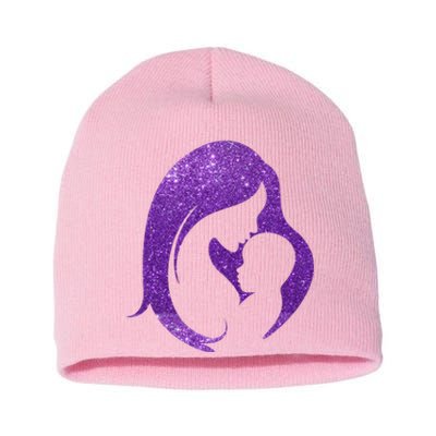 Mother Kissing Newborn Baby Cute Gift Short Acrylic Beanie