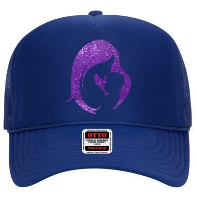 Mother Kissing Newborn Baby Cute Gift High Crown Mesh Back Trucker Hat