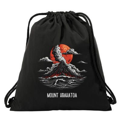 Mount Krakatoa National Park Retro Vintage Volcano Cool Gift Drawstring Bag