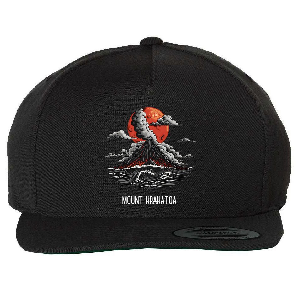 Mount Krakatoa National Park Retro Vintage Volcano Cool Gift Wool Snapback Cap