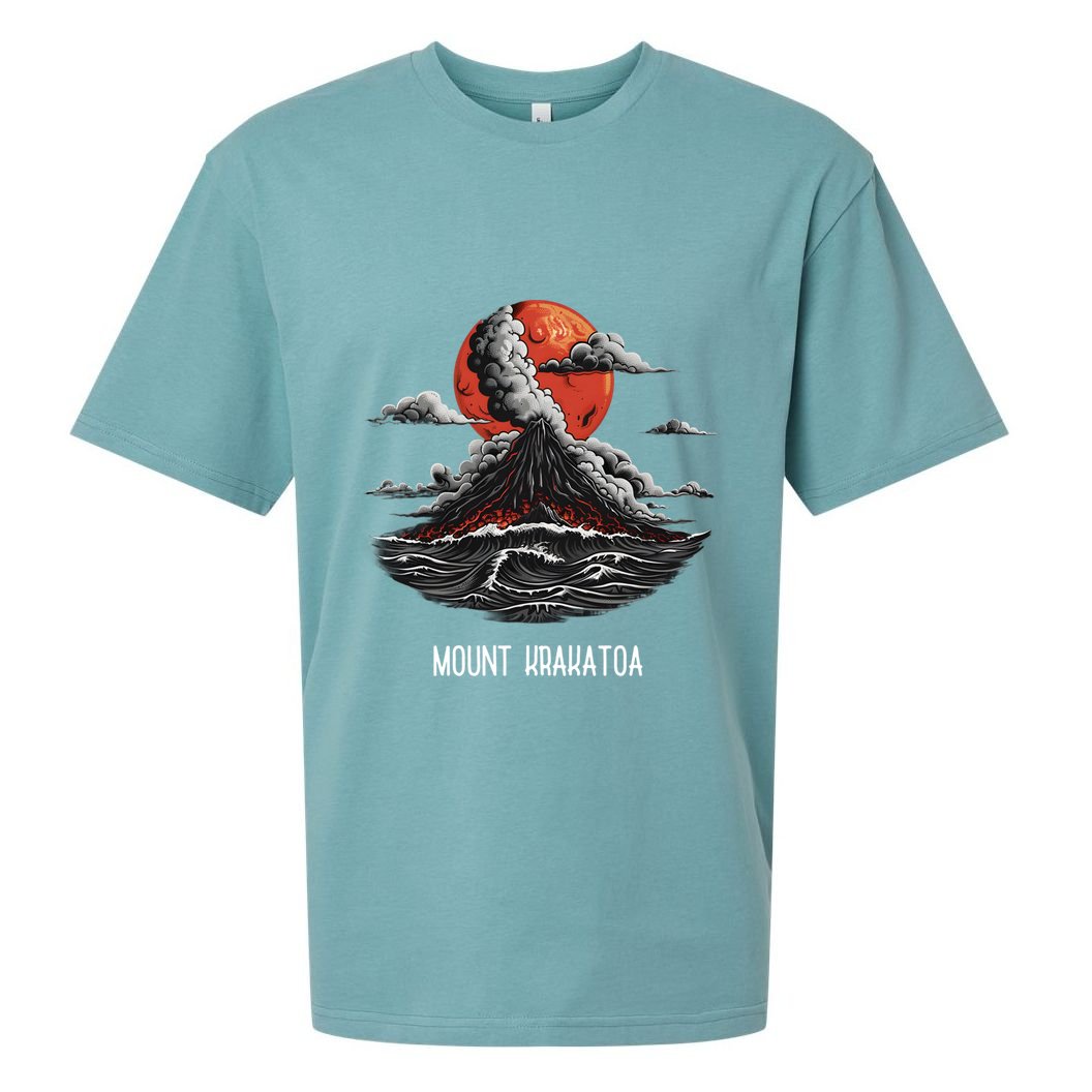 Mount Krakatoa National Park Retro Vintage Volcano Cool Gift Sueded Cloud Jersey T-Shirt
