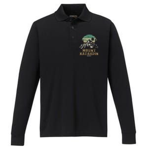 Mount Katahdin National Park Merchandise Hiking Mt Katahdin Performance Long Sleeve Polo