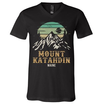 Mount Katahdin National Park Merchandise Hiking Mt Katahdin V-Neck T-Shirt