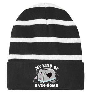 My Kind Of Bath Bomb Striped Beanie with Solid Band