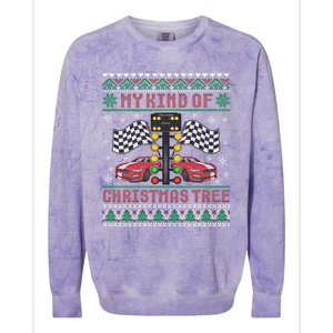 My Kind Of Christmas Tree Drag Racing Ugly Christmas Sweater Gift Colorblast Crewneck Sweatshirt