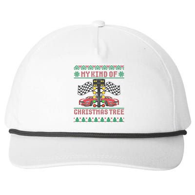 My Kind Of Christmas Tree Drag Racing Ugly Christmas Sweater Gift Snapback Five-Panel Rope Hat