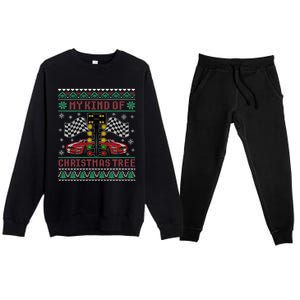 My Kind Of Christmas Tree Drag Racing Ugly Christmas Sweater Gift Premium Crewneck Sweatsuit Set