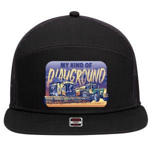 My Kind Of Playground Tractor Farm 7 Panel Mesh Trucker Snapback Hat