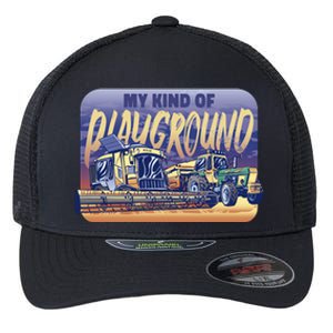 My Kind Of Playground Tractor Farm Flexfit Unipanel Trucker Cap