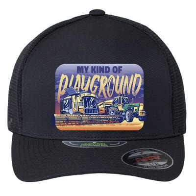 My Kind Of Playground Tractor Farm Flexfit Unipanel Trucker Cap