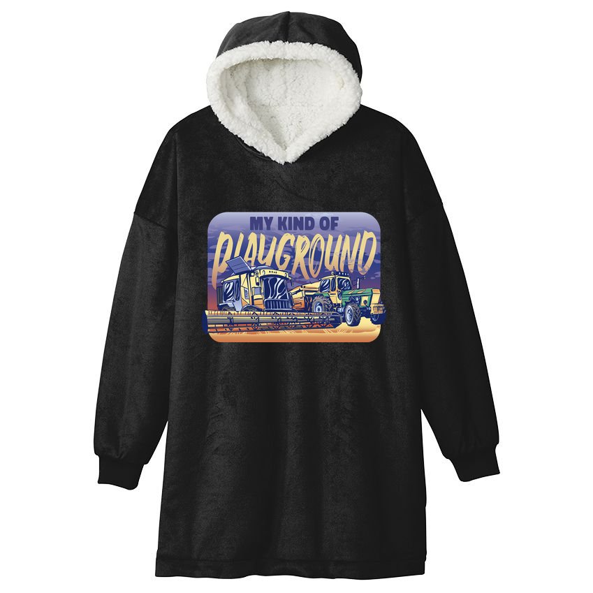 My Kind Of Playground Tractor Farm Hooded Wearable Blanket