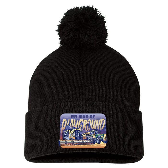 My Kind Of Playground Tractor Farm Pom Pom 12in Knit Beanie