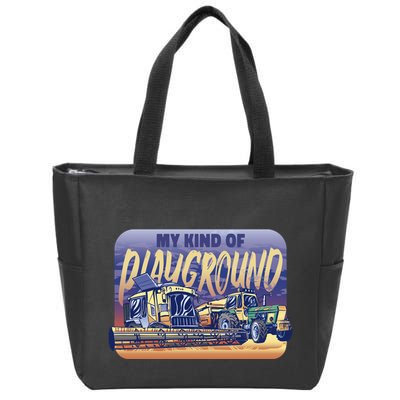 My Kind Of Playground Tractor Farm Zip Tote Bag