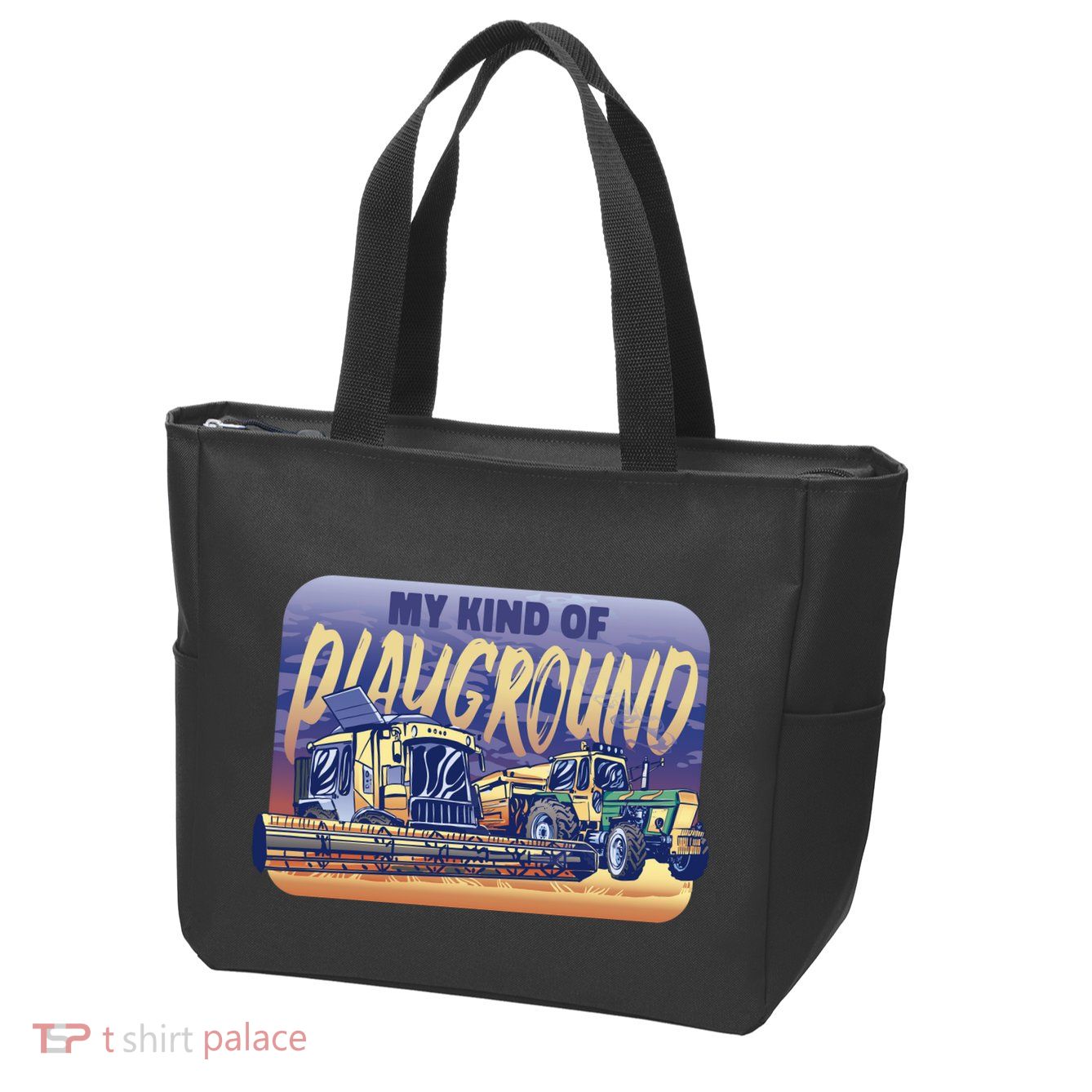 My Kind Of Playground Tractor Farm Zip Tote Bag