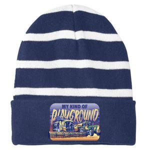 My Kind Of Playground Tractor Farm Striped Beanie with Solid Band