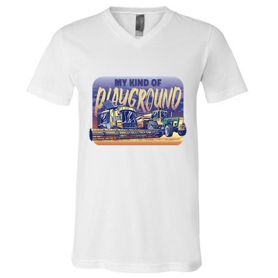 My Kind Of Playground Tractor Farm V-Neck T-Shirt