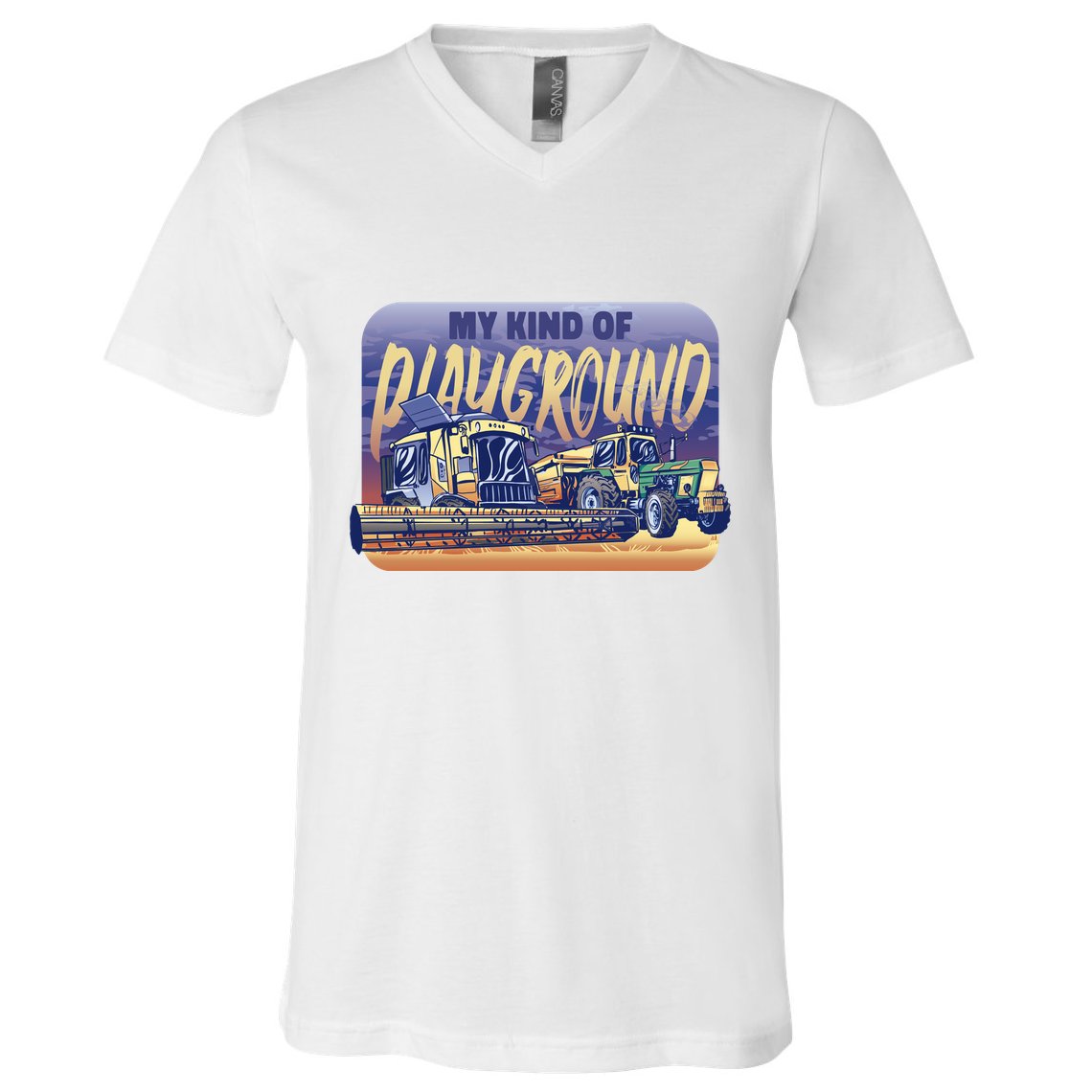My Kind Of Playground Tractor Farm V-Neck T-Shirt