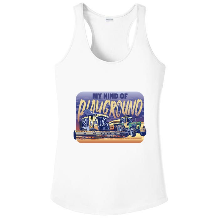 My Kind Of Playground Tractor Farm Ladies PosiCharge Competitor Racerback Tank