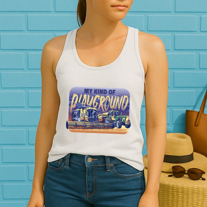 My Kind Of Playground Tractor Farm Womens Tank Top
