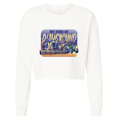 My Kind Of Playground Tractor Farm Cropped Pullover Crew