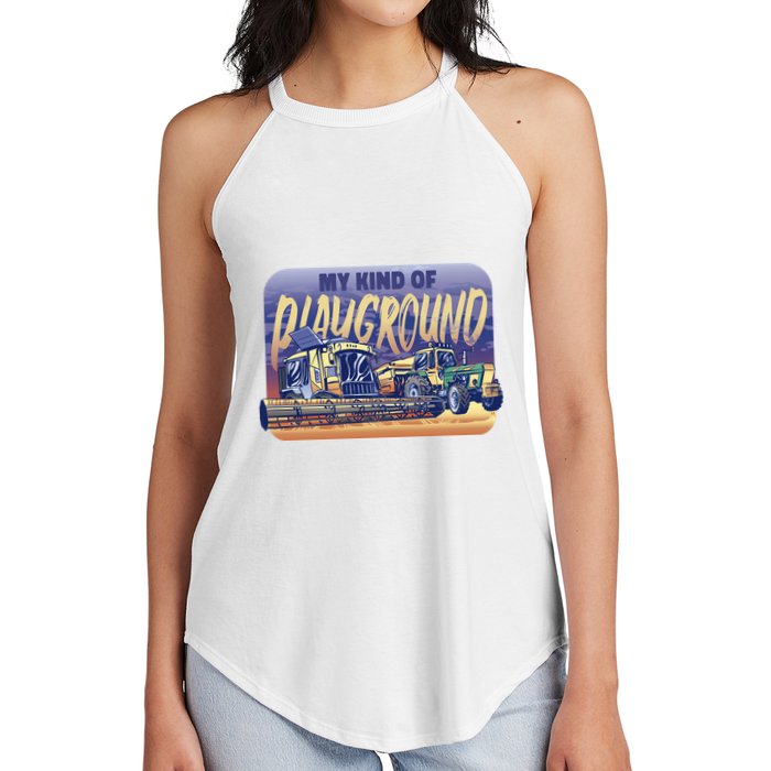 My Kind Of Playground Tractor Farm Women's Perfect Tri Rocker Tank